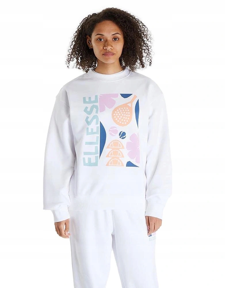 Mikina dámská Ellesse bez kapuce crewneck fleece Rosiello bílá bavlněná