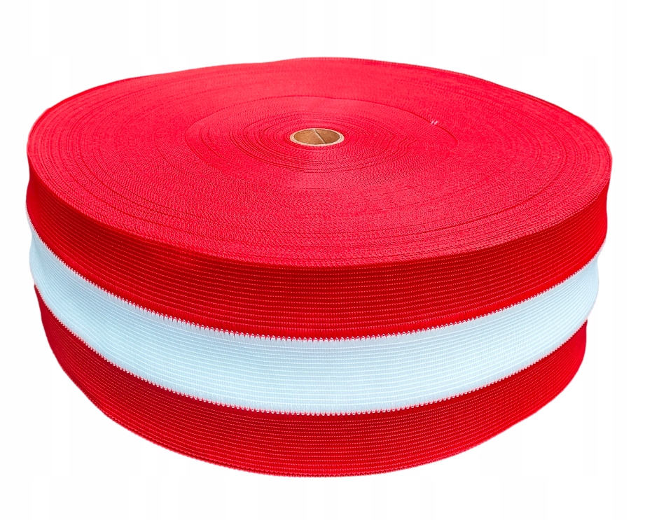 Výstražná Látková Páska Hrubě Tkaná textilní LDC bílo červená 100 m