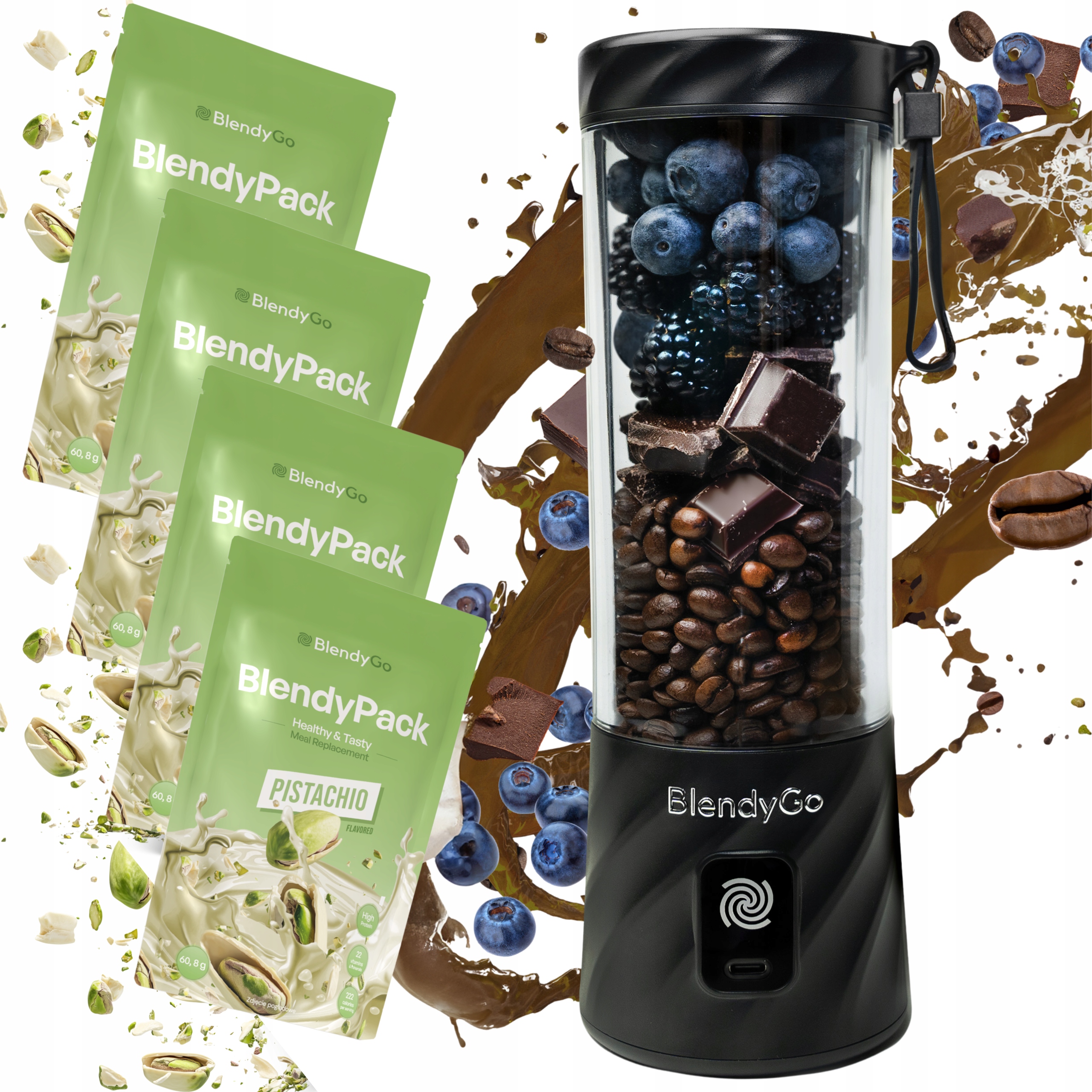 Originálny mixér BlendyGo 3 Bezdrôtový Usb 4 vrecká BlendyPack