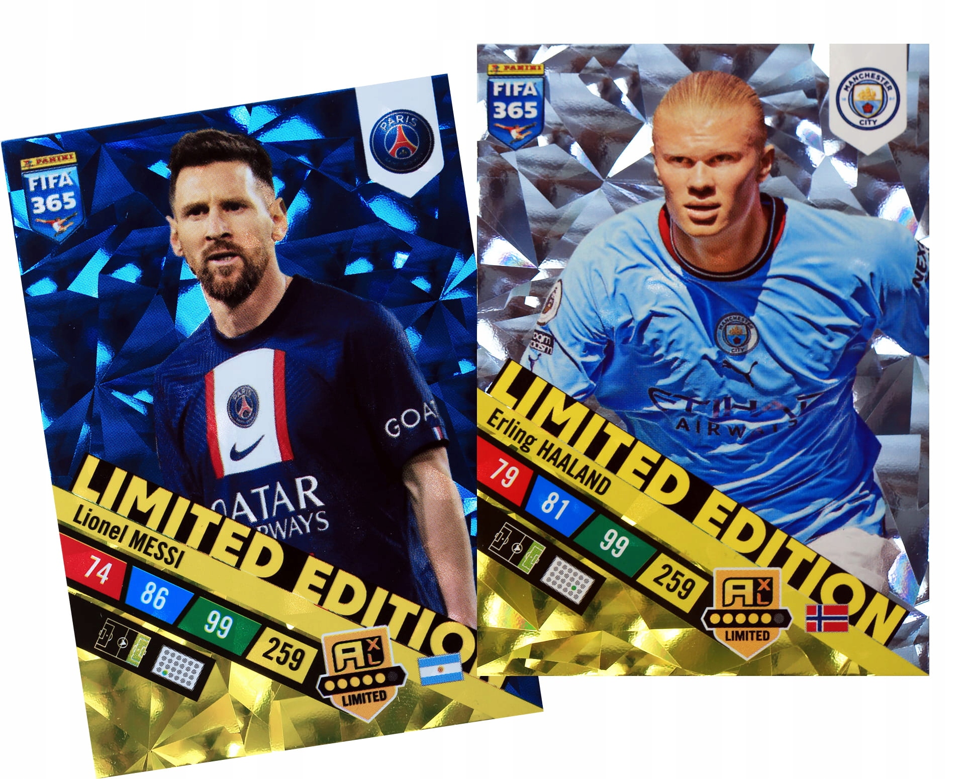 2 karty piłkarskie Limited MESSI HAALAND FIFA 2023
