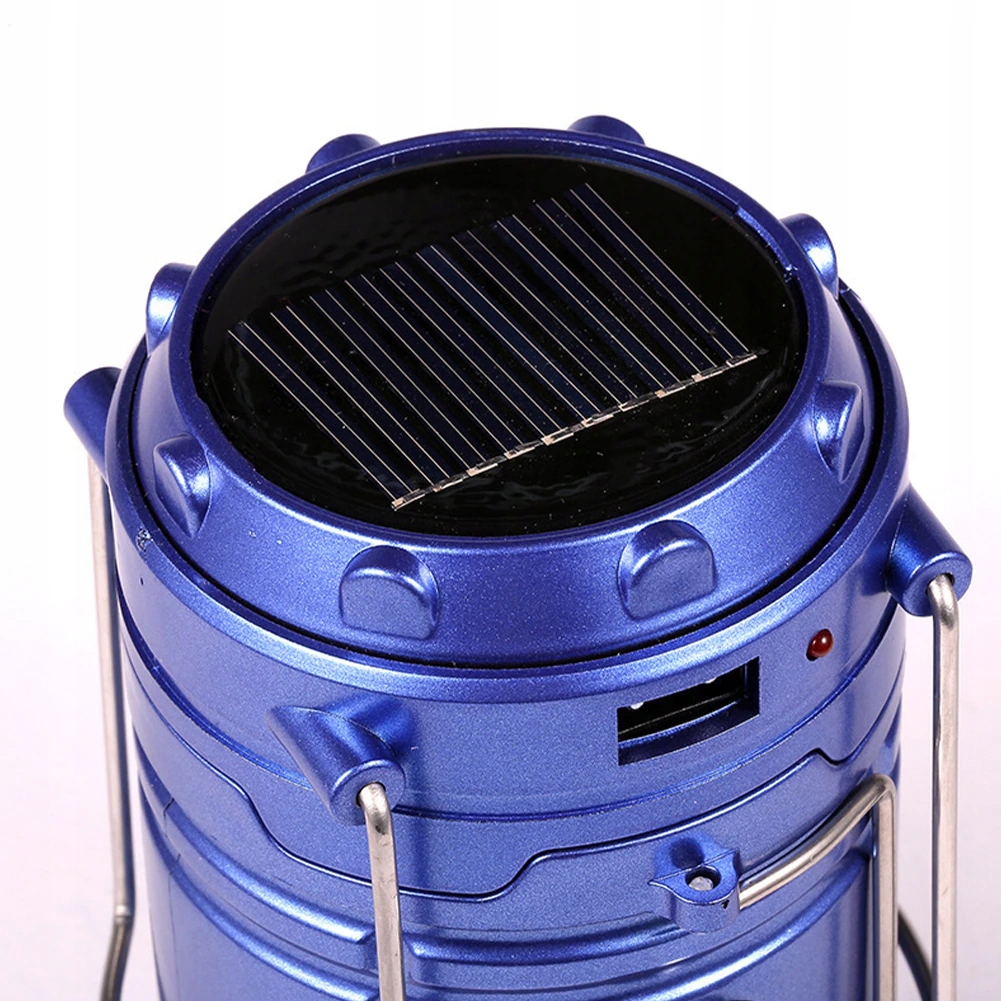 LAMPA LATARKA SOLARNA KEMPINGOWA LED POWERBANK USB Kolor dominujący odcienie niebieskiego