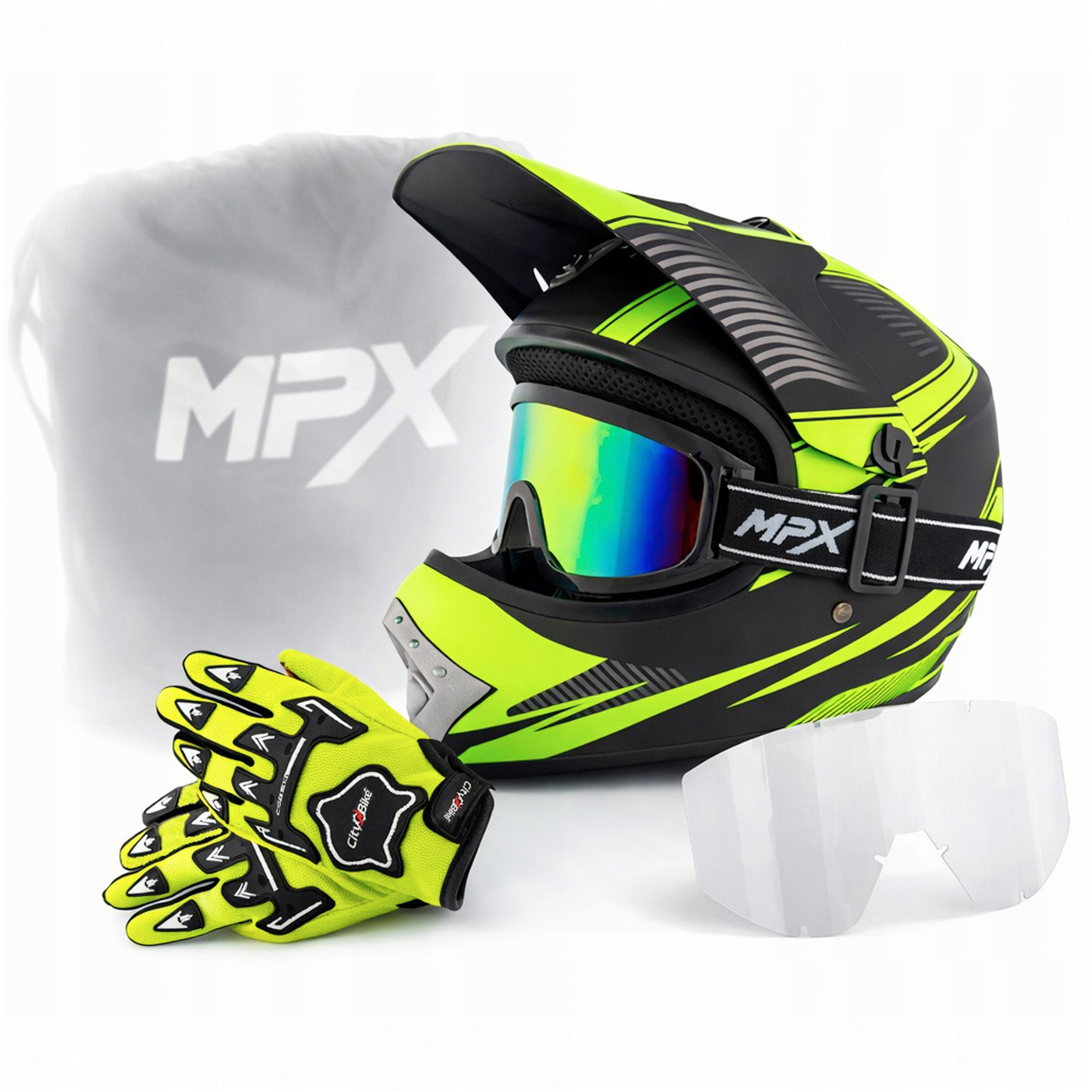 Kask dla dziecka Gogle Rękawice Quad Atv Enduro Cross Bmx Mtb Hulajnoga L