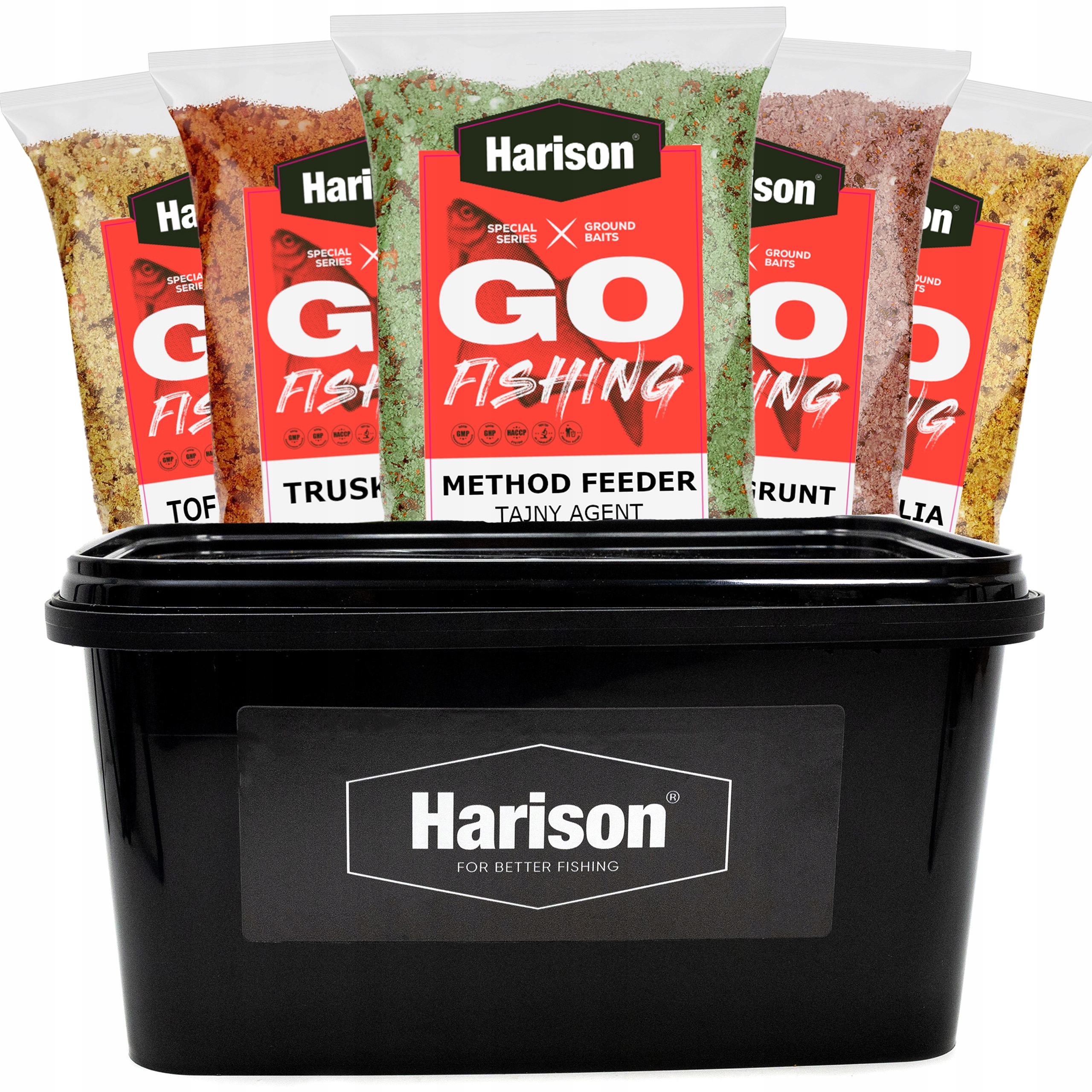 Zestaw zanęt na ryby Harison Go-fishing MIX Smaków 5kg Wiadro 5L mix karp