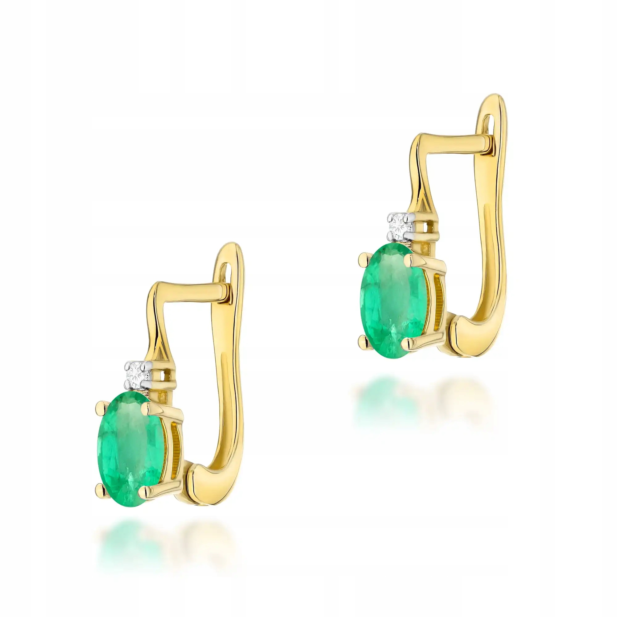 Dámské zlaté náušnice 585 se smaragdem 0,40 ct, elegantní design od klenotníka