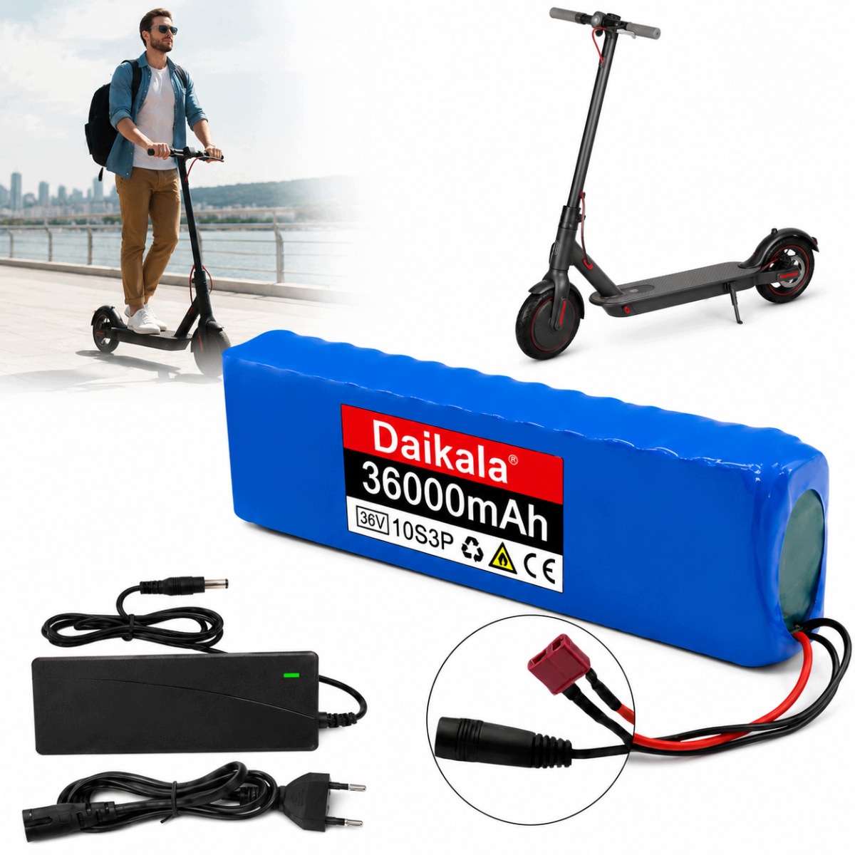 Akumulator Bateria do Hulajnogi Elektrycznej 36V 36000mAh 10S3P Z ładowarką