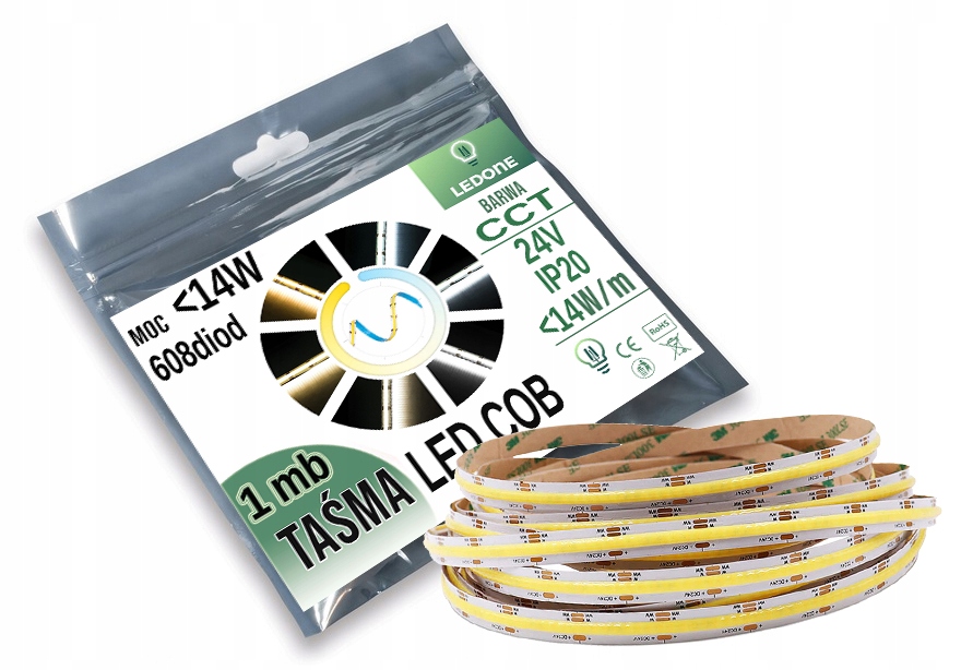 

Taśma Led Cob 24V 608 diod 14W na 1mb linia Cct