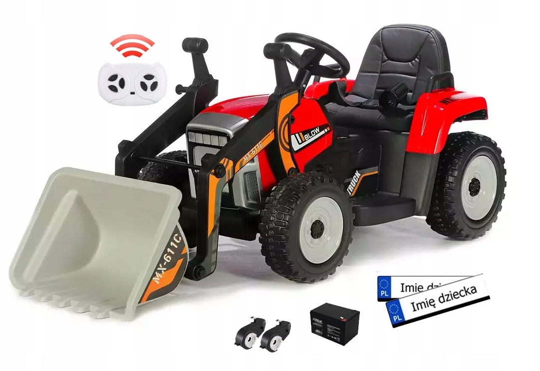 Traktor na akumulator z ładowarką i pilotem XMX611C Czerwony