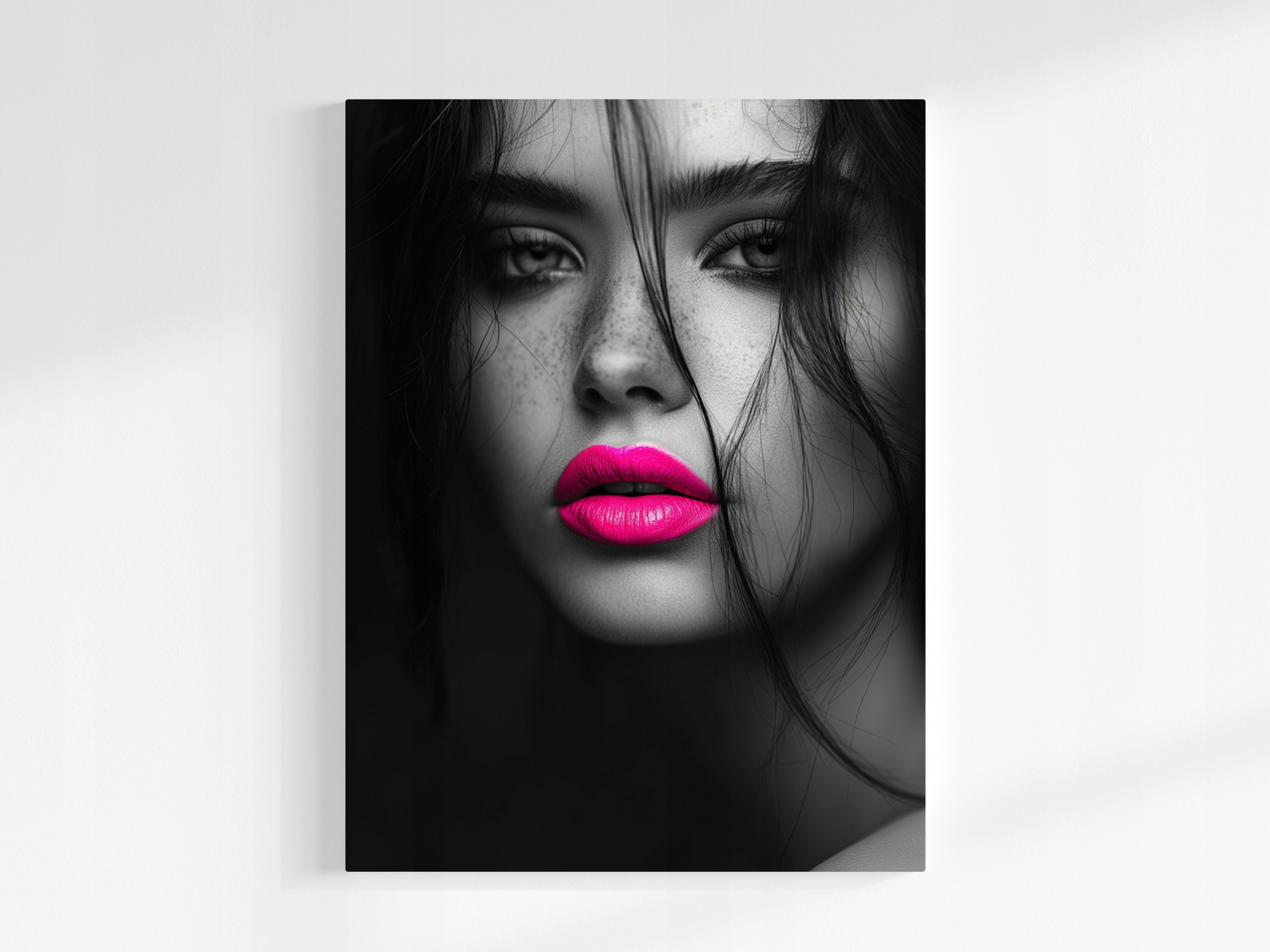 Obraz Na Plátně Canvas Portrét Žena Tvář Makro Foto Neon Růžový 60x80