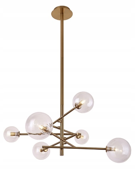 Lampa wisząca mosiężna 6 punktowa szklane kule do sypialni salonu Maxlight