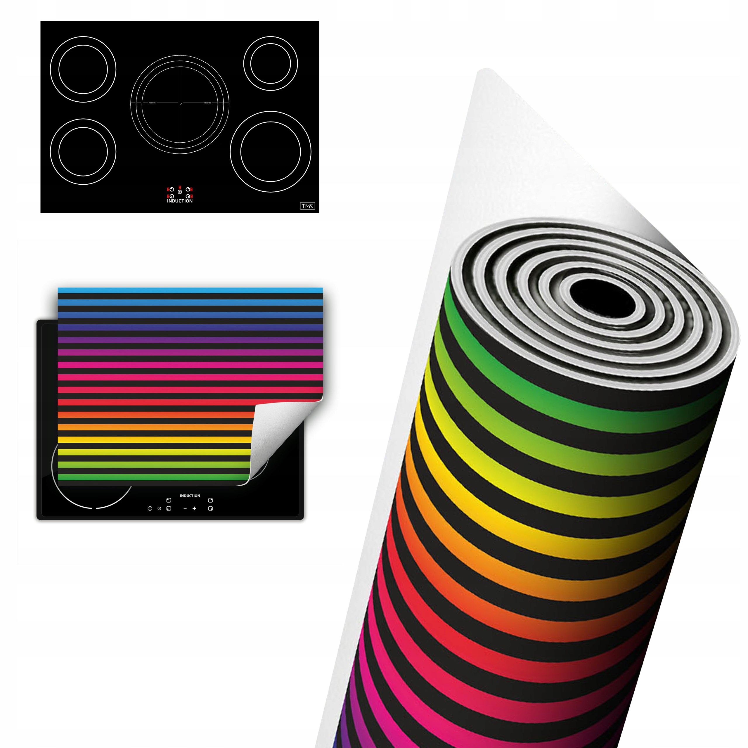 Vinylová Ochrana Na Indukci Pracovní Deska 80x52 barevná proužky