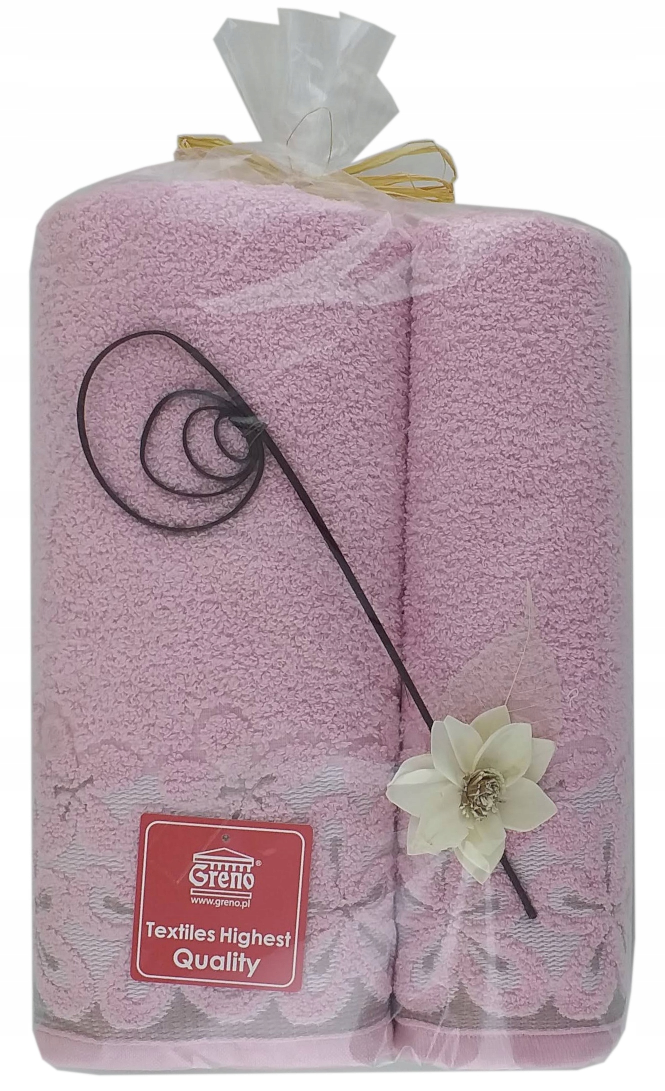 Komplet 2 ręczników Bella 70x140 celofan Greno różowy