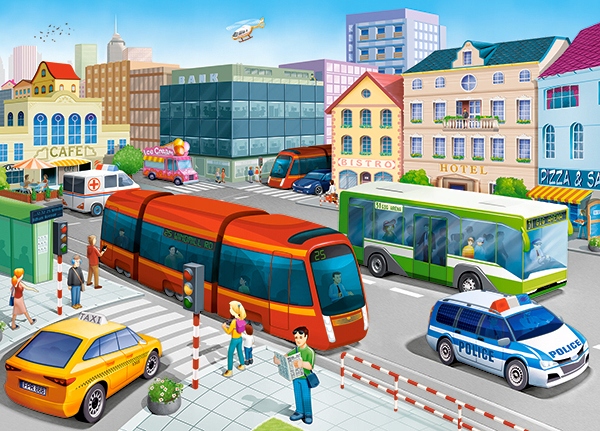 

Puzzle 120 Układanka Miasto Auta Autobus 6+ Castor