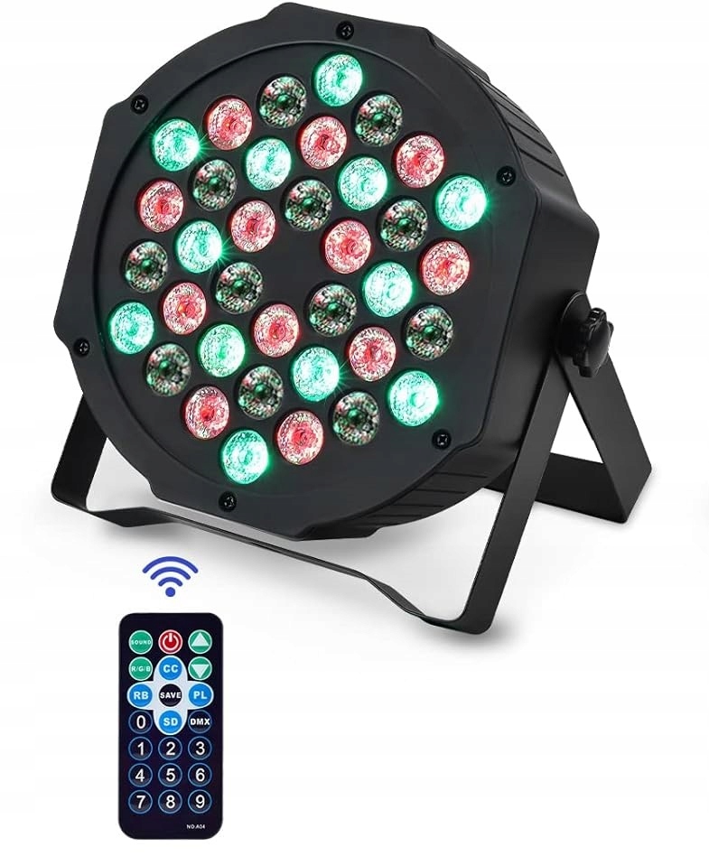 Reflektor Światło Dyskotekowe oświetlenie RGB 36 LED 72 W Pilot DMX