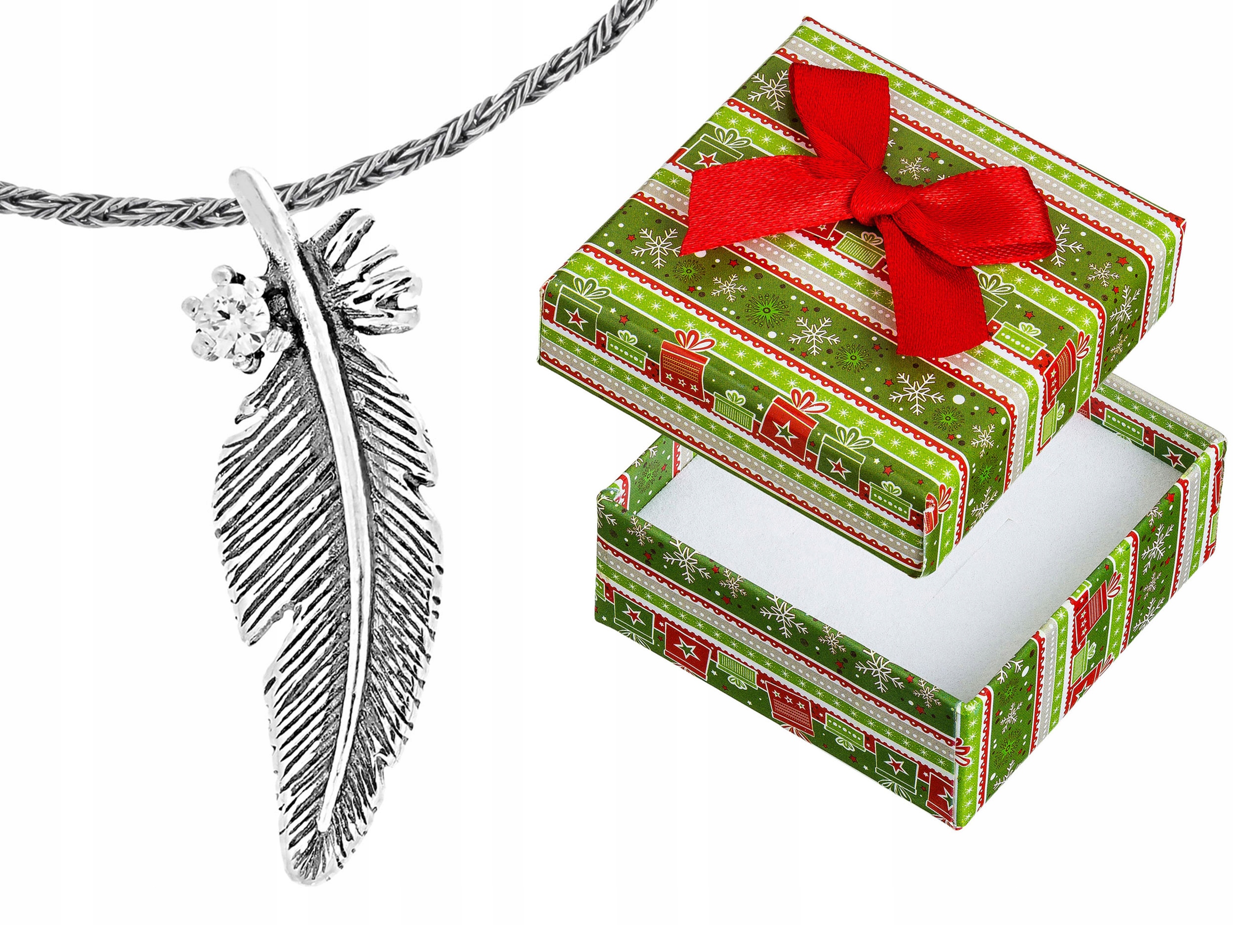 Dlouhý stříbrný dámský oxidovaný náhrdelník Pírko s perem a zirkonem 50 cm