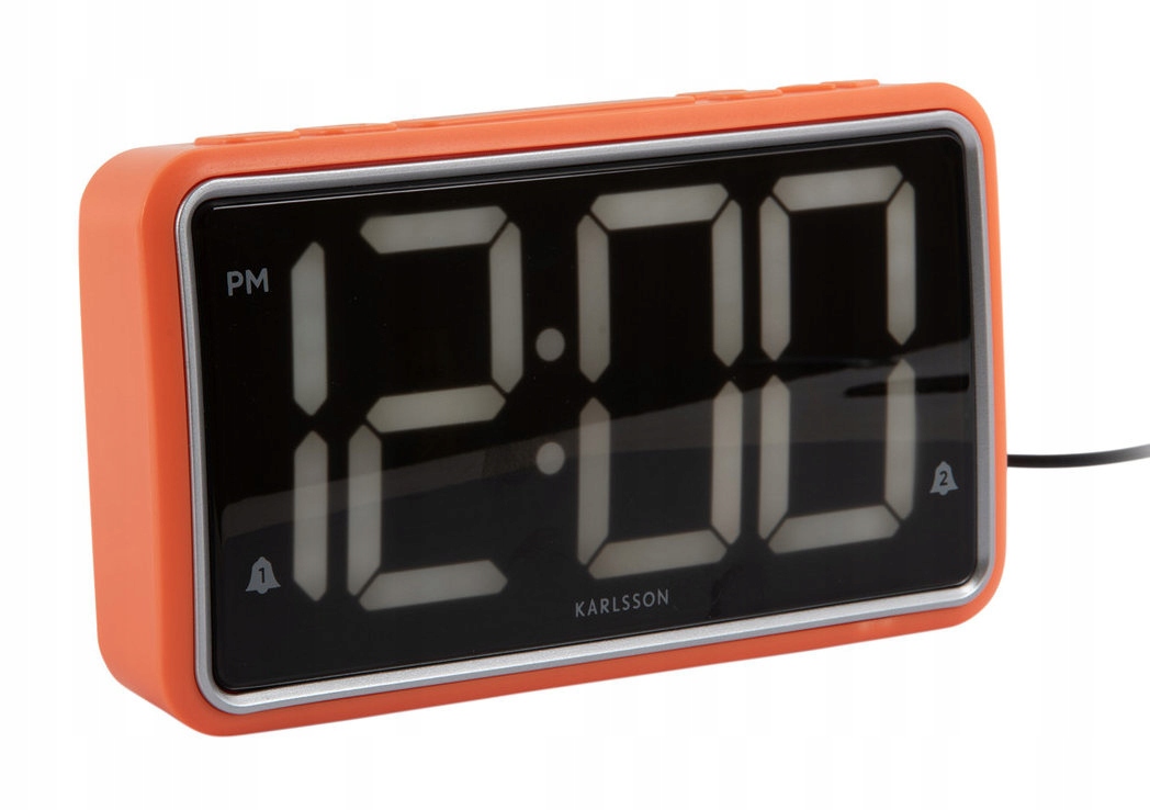 Oranžový Čitelný Budík Karlsson KA6035OR Dva Alarmy Číslice 6,5 c