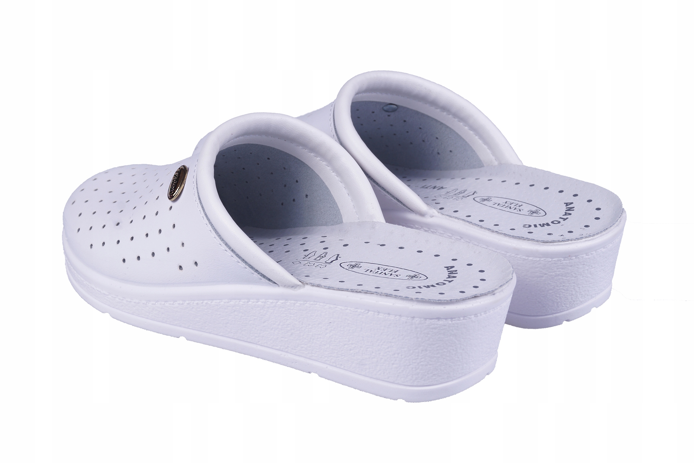 SKÓRZANE KLAPKI ZDROWOTNE SANITAL FLEX BIAŁE 42 Płeć kobieta