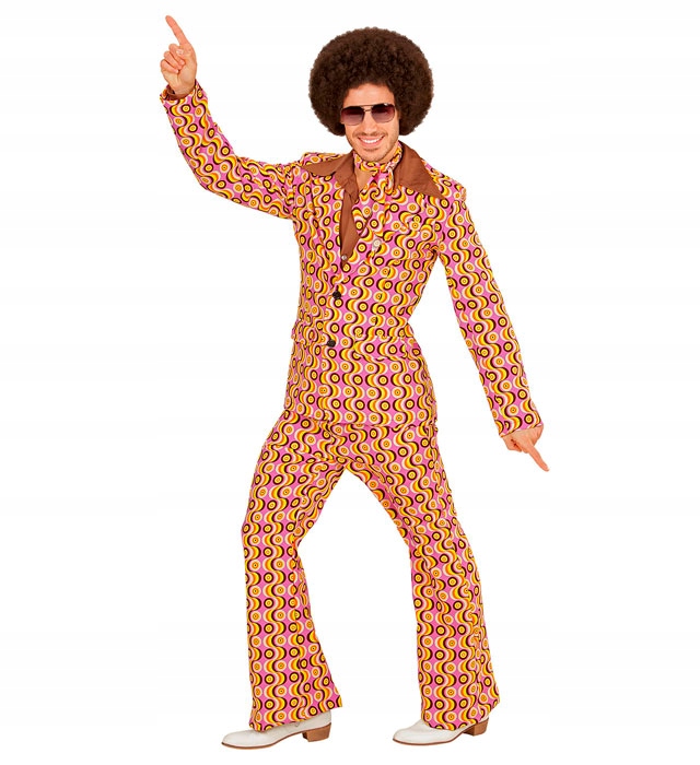 Kostým Groovy styl 70. let, Disko kostým kalhoty, bunda, L