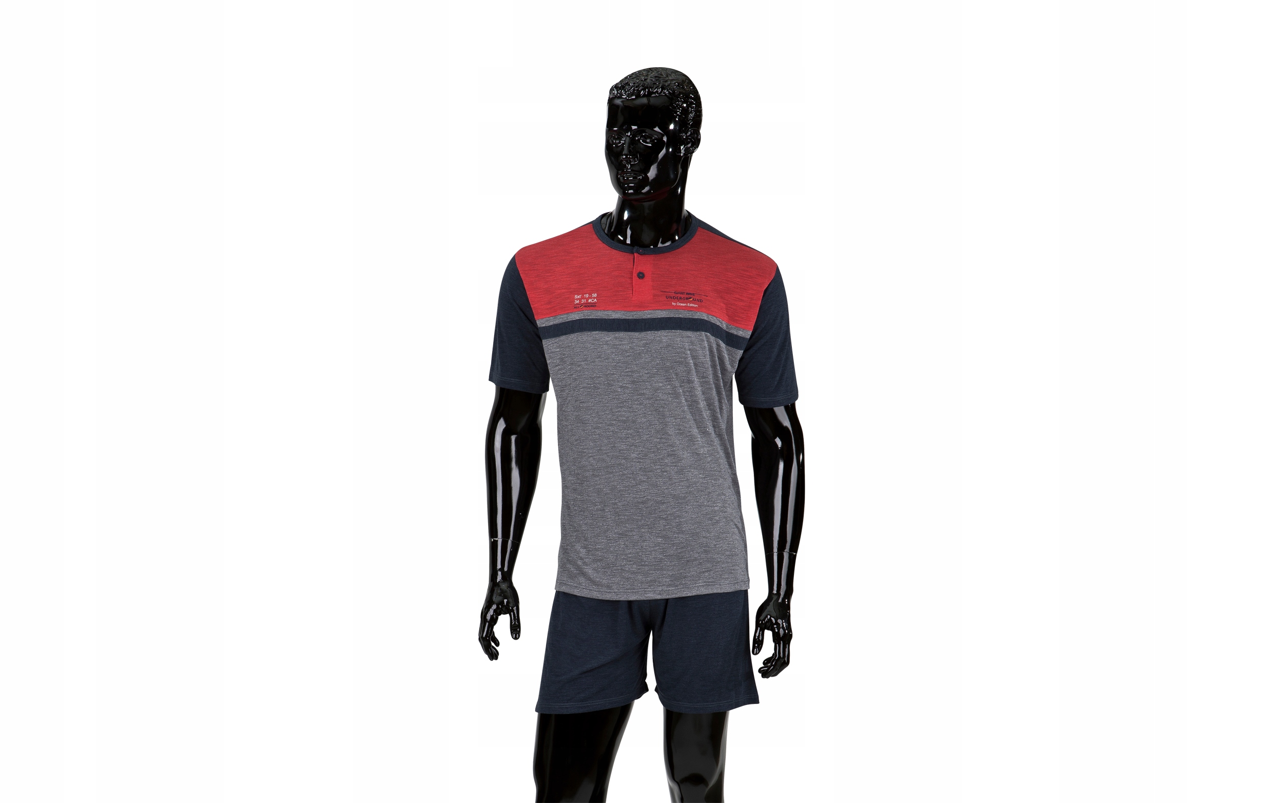 Pánské pyžamo vel L šedo-červené Massana