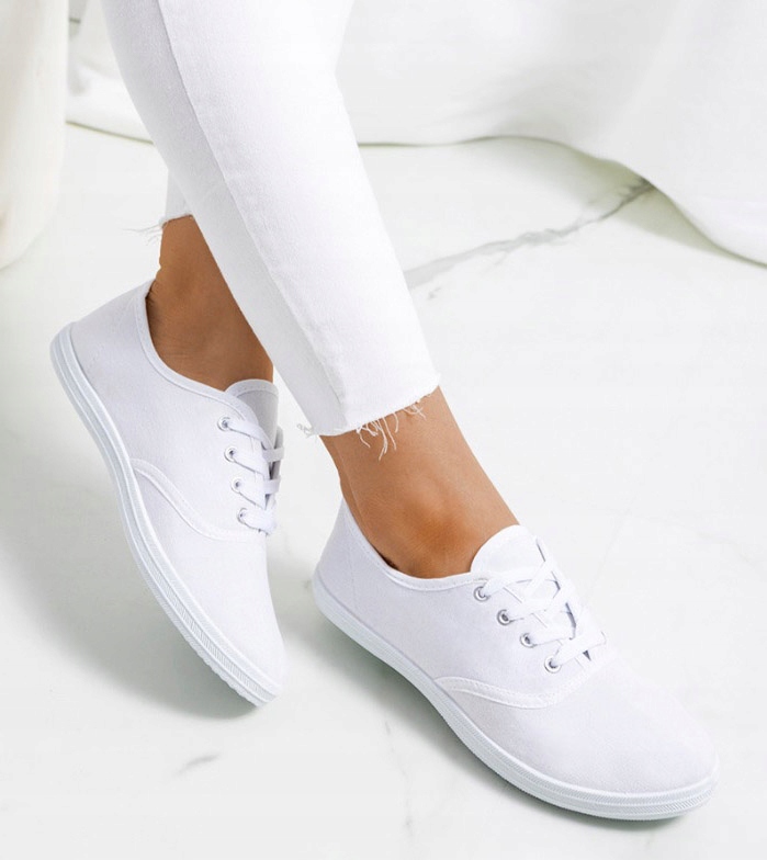 Buty sportowe Trampki damskie Tenisówki Model Lekkie Białe wygodne klasyczne trampki sneakers