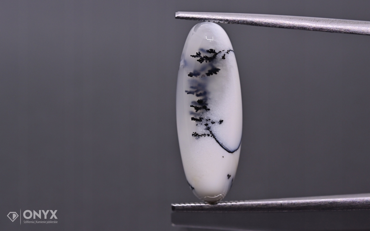 Dendritový achát z Turecka kabošon ovál 21,5x8 mm