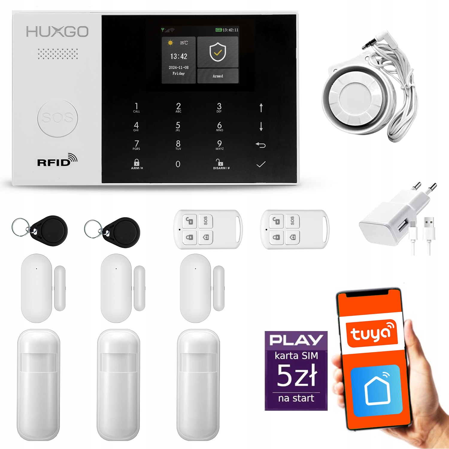 Bezdrôtový alarm Gsm 4G WiFi, Tuya, alarmová sada Huxgo HXA005 R3D3