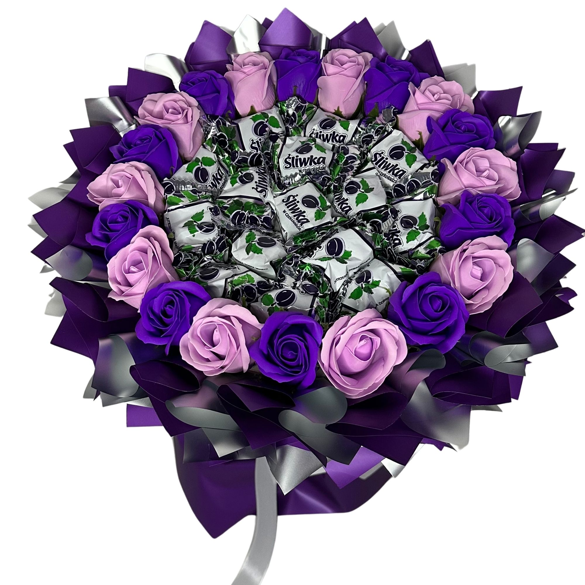 Zestaw Prezentowy Bukiet Słodyczy Śliwki Urodziny Dzień Kobiet Babci Szkoła