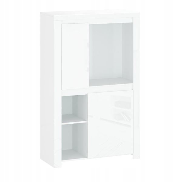 Regał niski dwudrzwiowy LINGO biały połysk