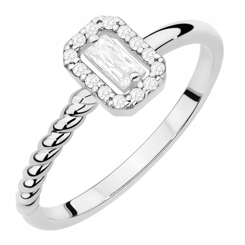 Zlatý Prstýnek ryzosti 585 s obdélníkovým diamantem 0.20 ct 14k