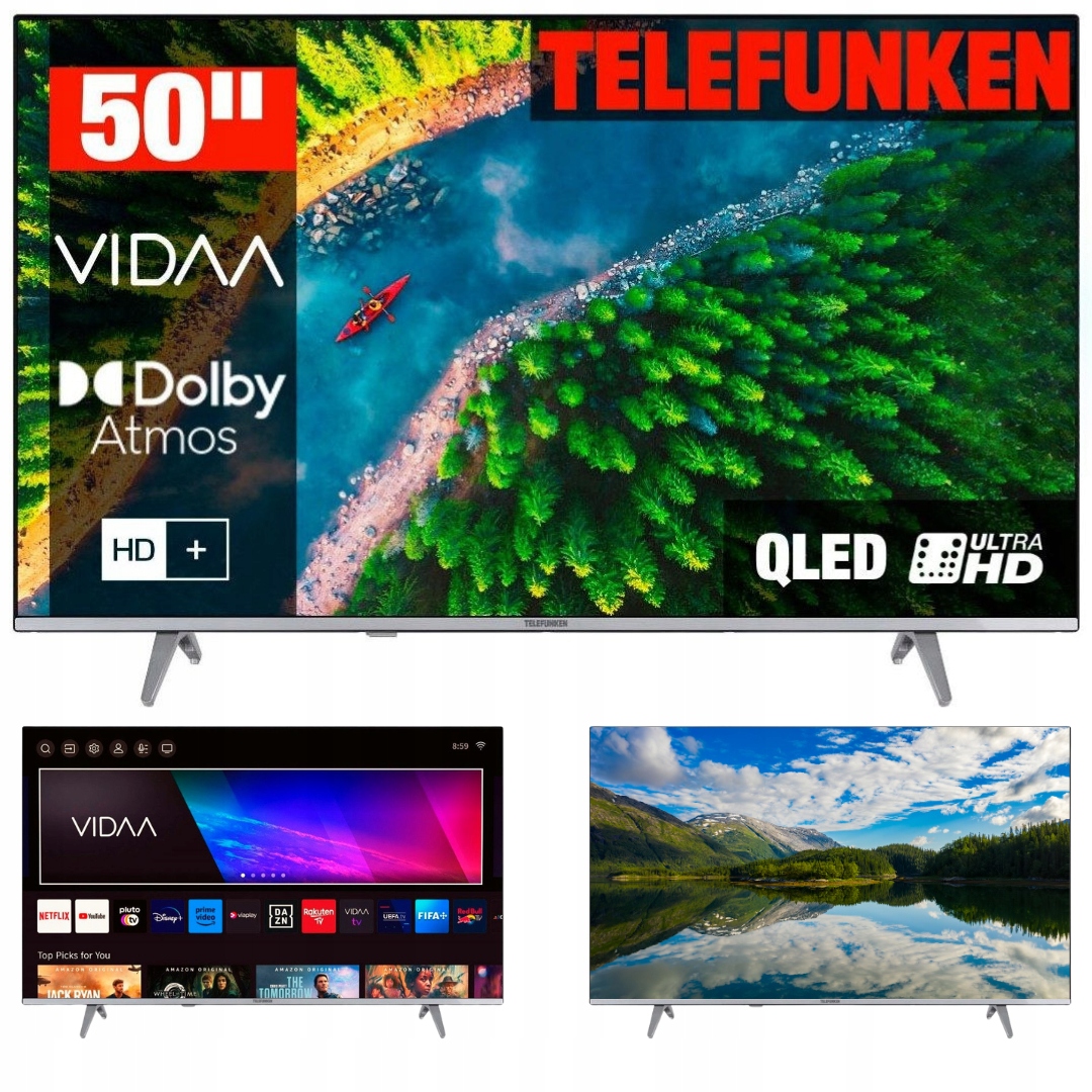 Telewizor Smart Tv 50" Qled Telefunken D50Q750M8CW Vidaa 4K Hdr Bezramkowy