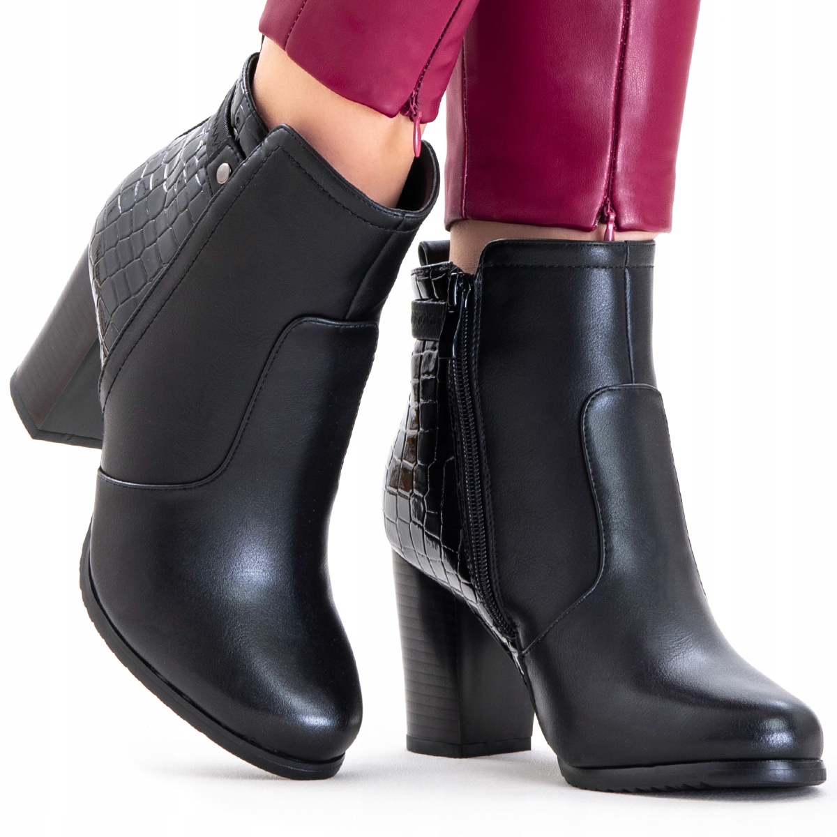 

Botki ocieplane stabilne 8cm miękkie Wojtyłko