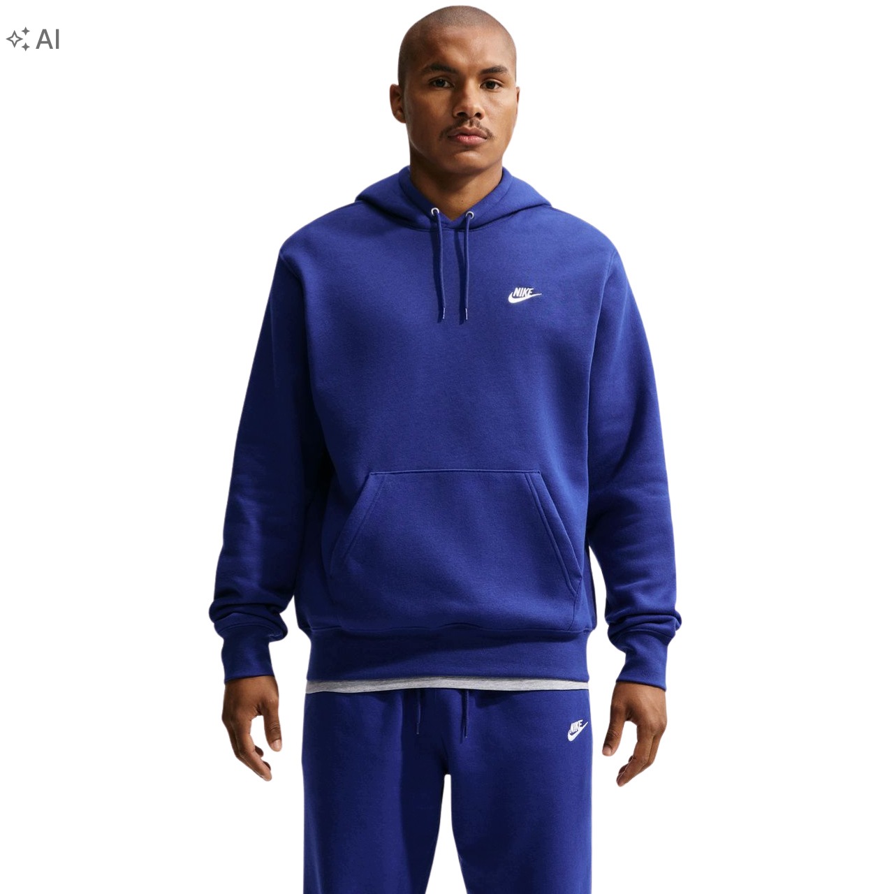 Pánská Mikina Nike Club Bb Kapucí Bavlněná Dresová Pohodlná Modrá L