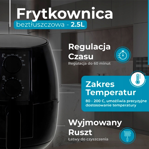Frytkownica Beztłuszczowa Airfryer Adler AD 6312 2,5L 1600W