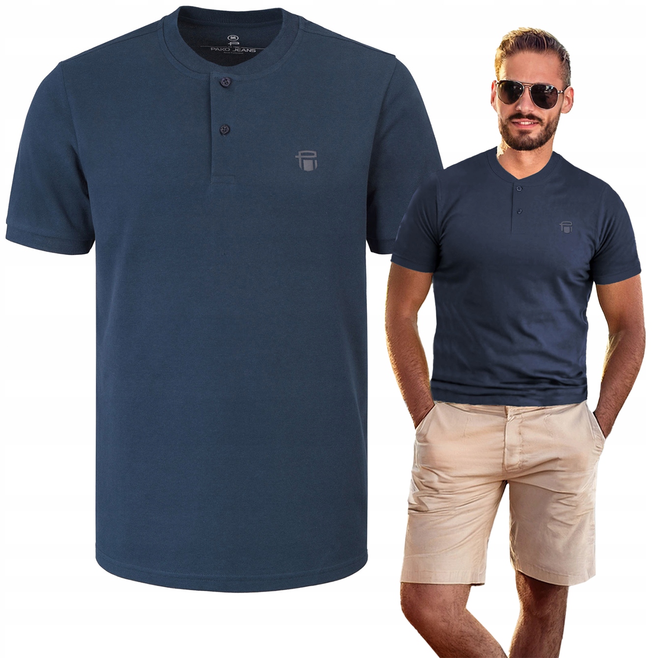 pánské tričko se srdíčkem Námořnická Modrá Bavlna Pika Bylongo L Pako Jeans