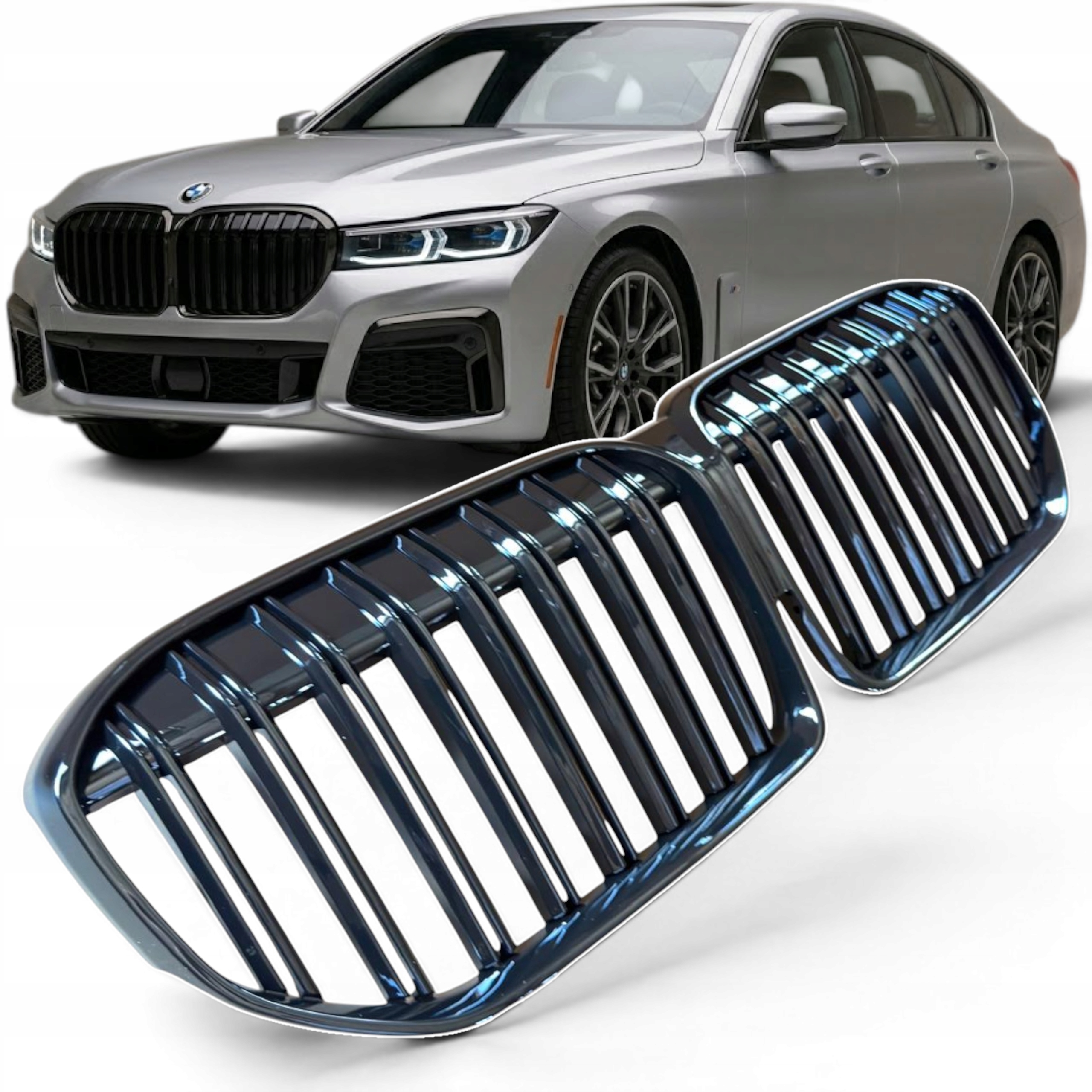 Gril Bmw 7 G11 G12 2019+ LCI Černý Lesk Ledviny Atrapa Nárazníku Komplet