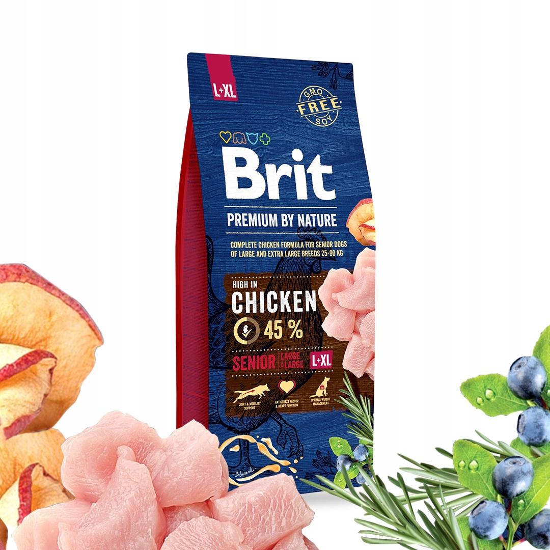 Levně Suché krmivo pro psy Brit Premium by Nature Senior L/XL kuře 15 kg