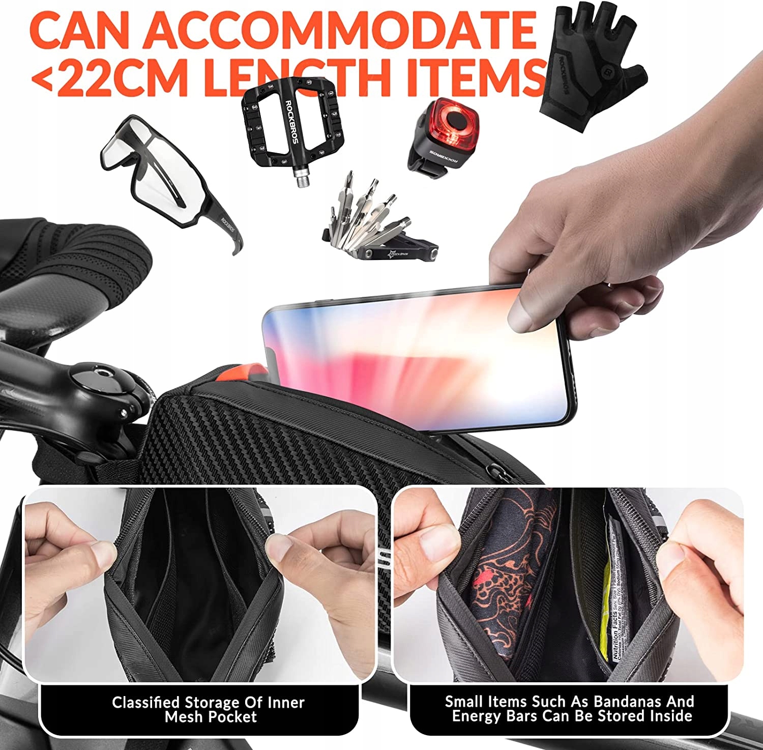 ROCKBROS torba na ramę 1L do rowerów szosowych Kolor dominujący czarny