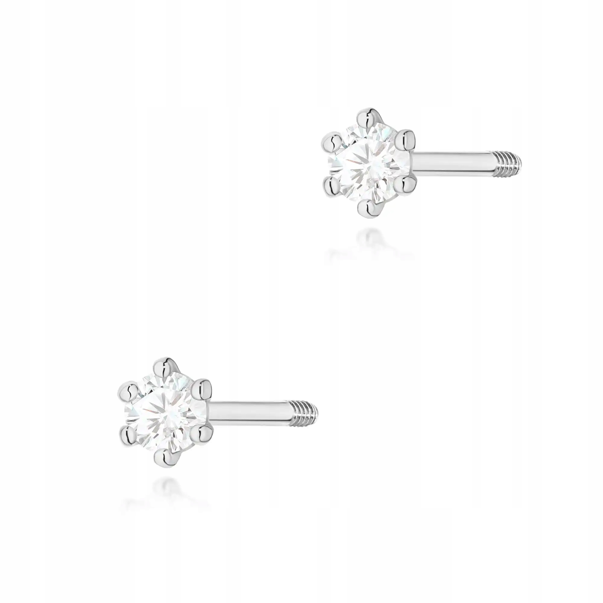 Dámské zlaté Náušnice 585 s diamanty, bílé zlato, ideální jako módní dárek