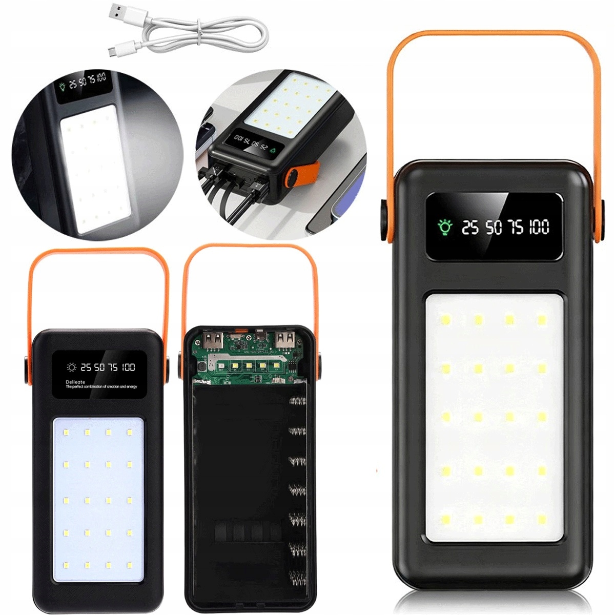 50000MAH Powerbank 66W Pd Rychlé Nabíjení S Led Displejem