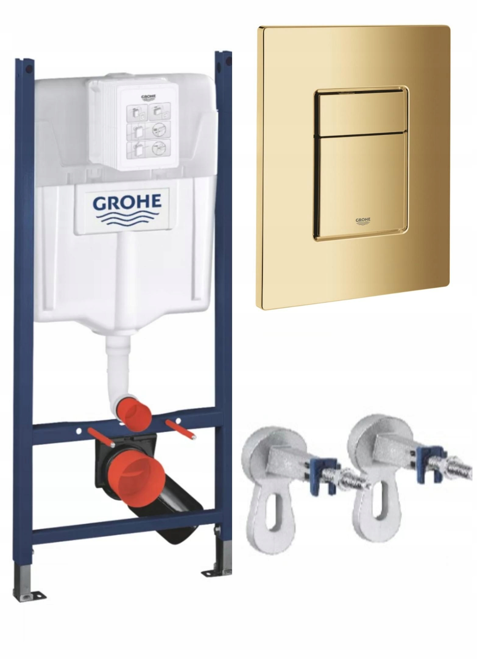 Stelaż Wc Grohe Rapid Solido 3W1 Przycisk Złoty Błyszczący