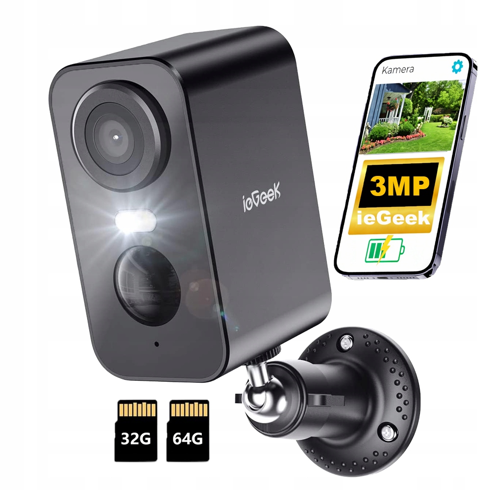 2K Wifi kamera na baterie Wifi bezdrátová s barevným nočním viděním a kartou