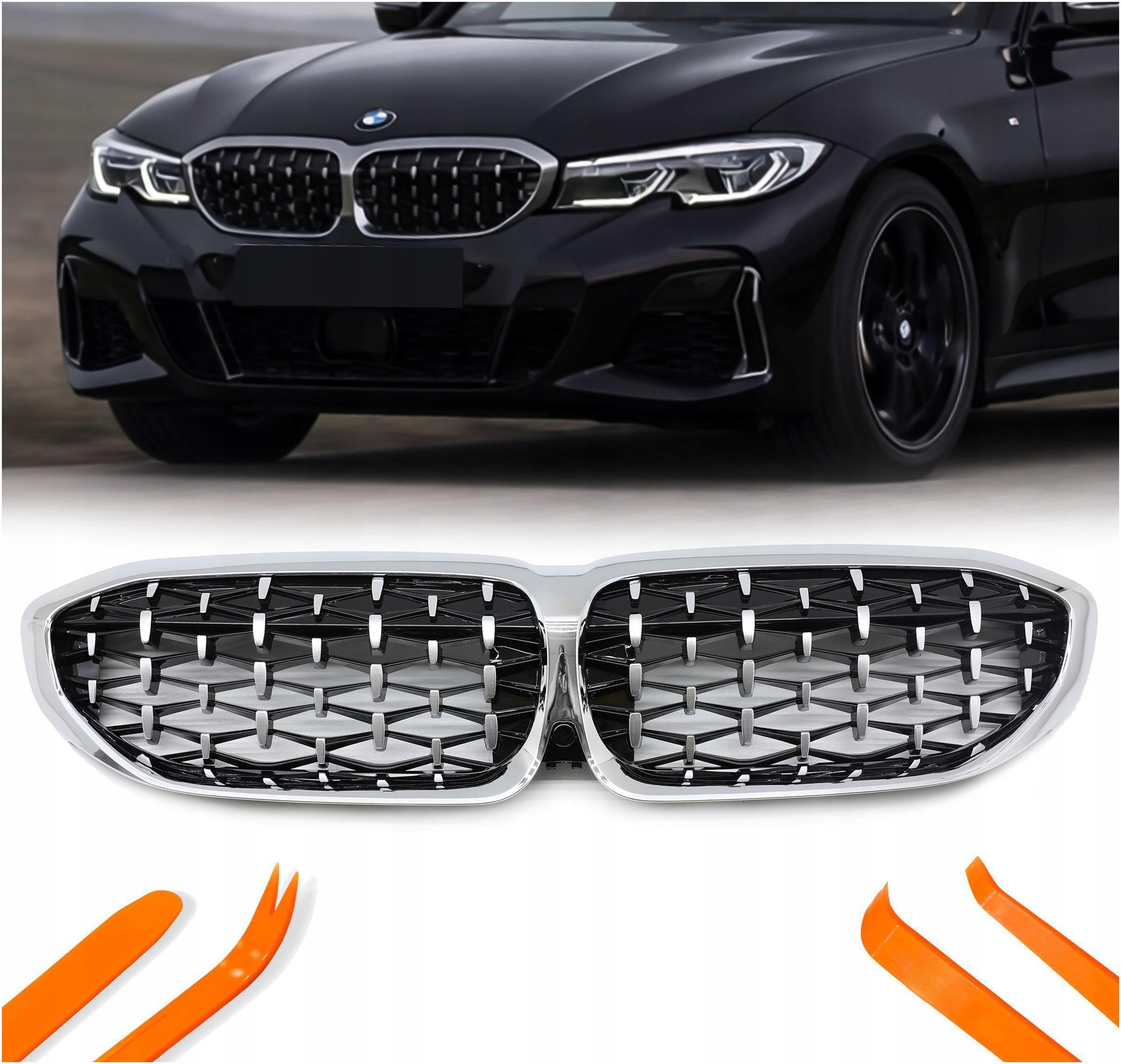 Atrapa Gril Ledvinky Bmw 3 G20 19-22 Stříbrný Diamant