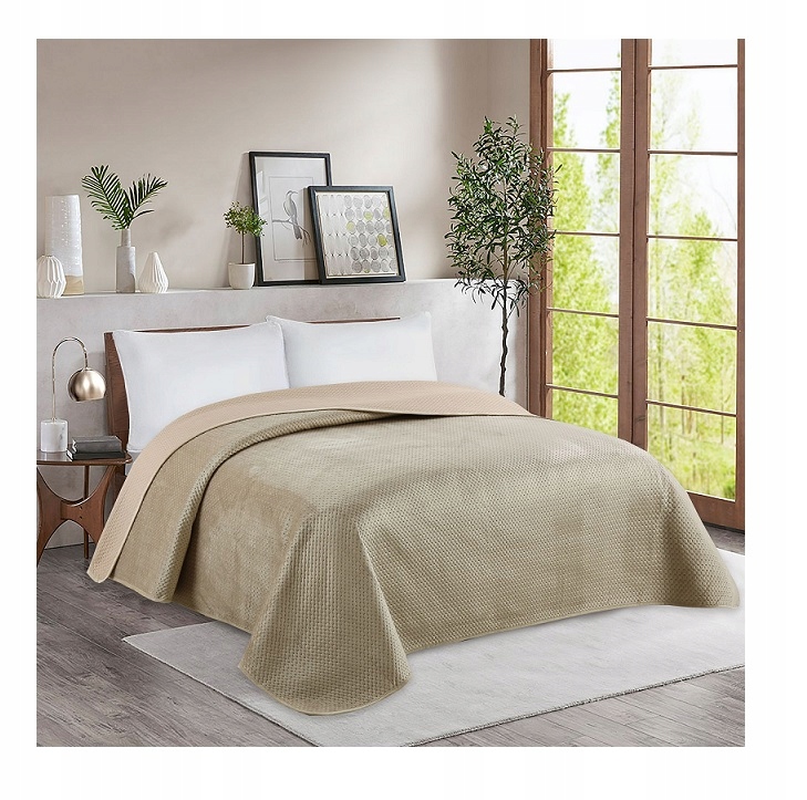 Prošívaný přehoz moderní velvet 200x220 Premium hnědý 114
