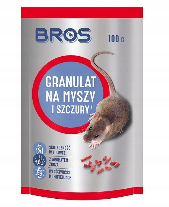 Granulat na myszy i szczury Bros 100g – skuteczna trutka na gryzonie