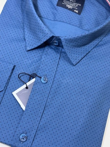 Derby pánská košile modrá s puntíky regular dl. rukáv 5XL 49/50 DRB-8009