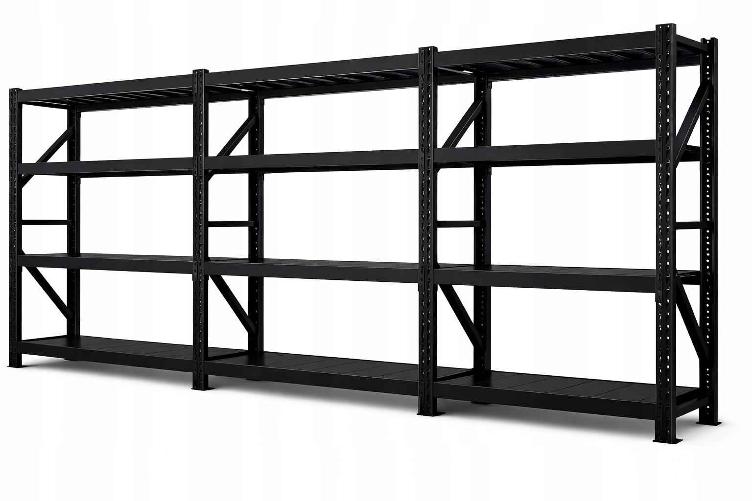 Mocny regał magazynowy 200x360x50 metalowy P3 czarny półkowy, 500kg/półkę