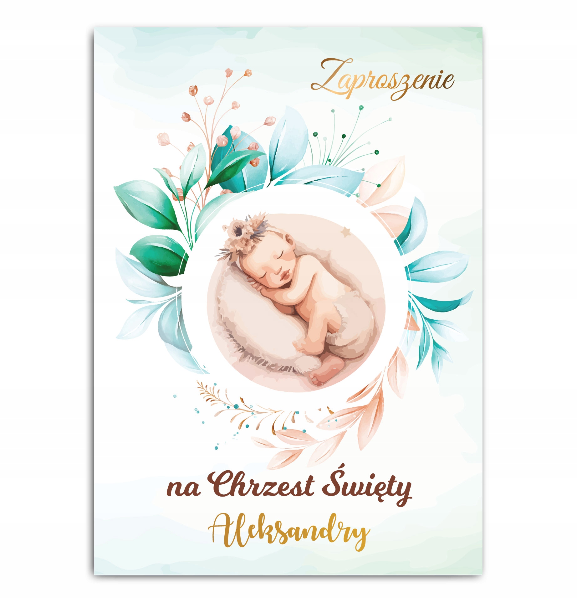 Zaproszenie NA CHRZEST Święty CHRZCINY Imię dziecka