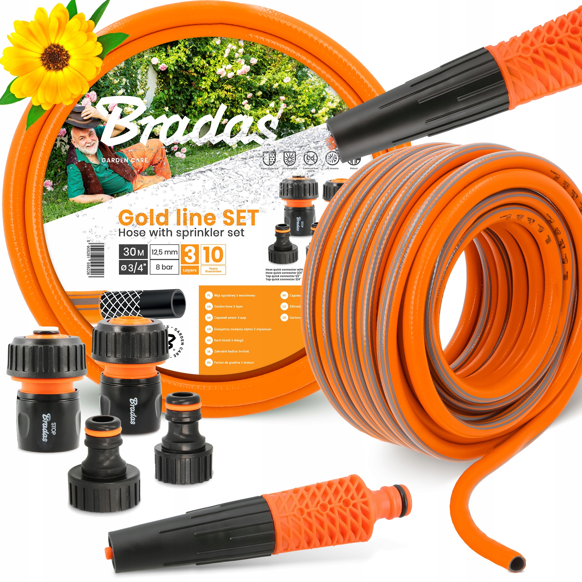 Záhradná Hadica 3/4 Vody Navíjacia 30 m Zalievanie Šlauf 3-VRSTVOVÁ Elastická Yo