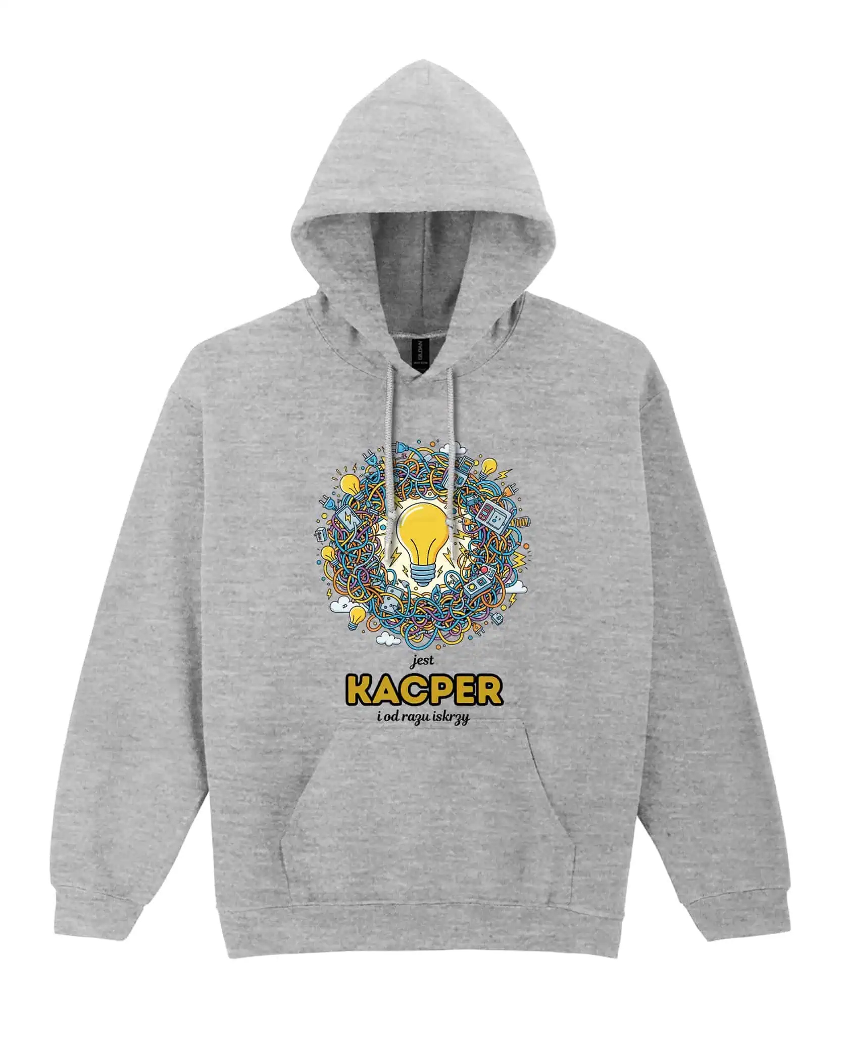 Mikina s kapucí Elektrikář Personalizovaná Ilustrační Šedá XL