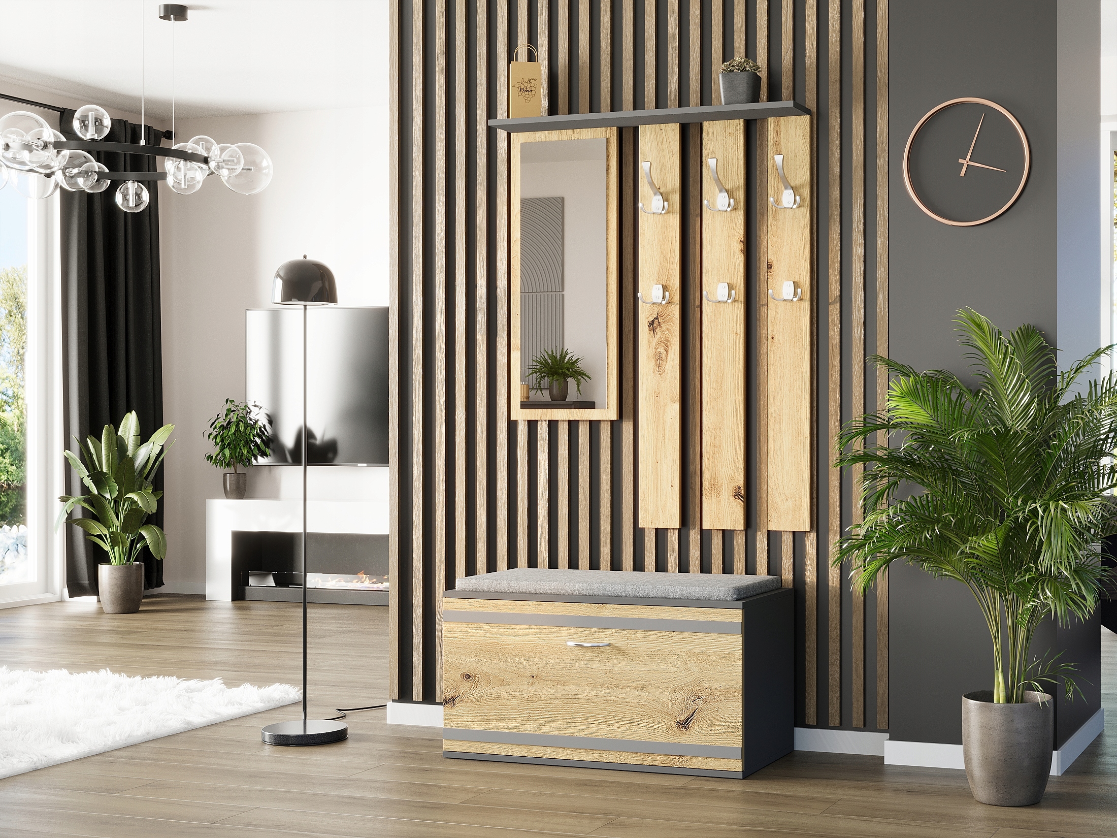 Garderoba wieszak szafka na buty lustro antracyt mix artisan V-2 Producent