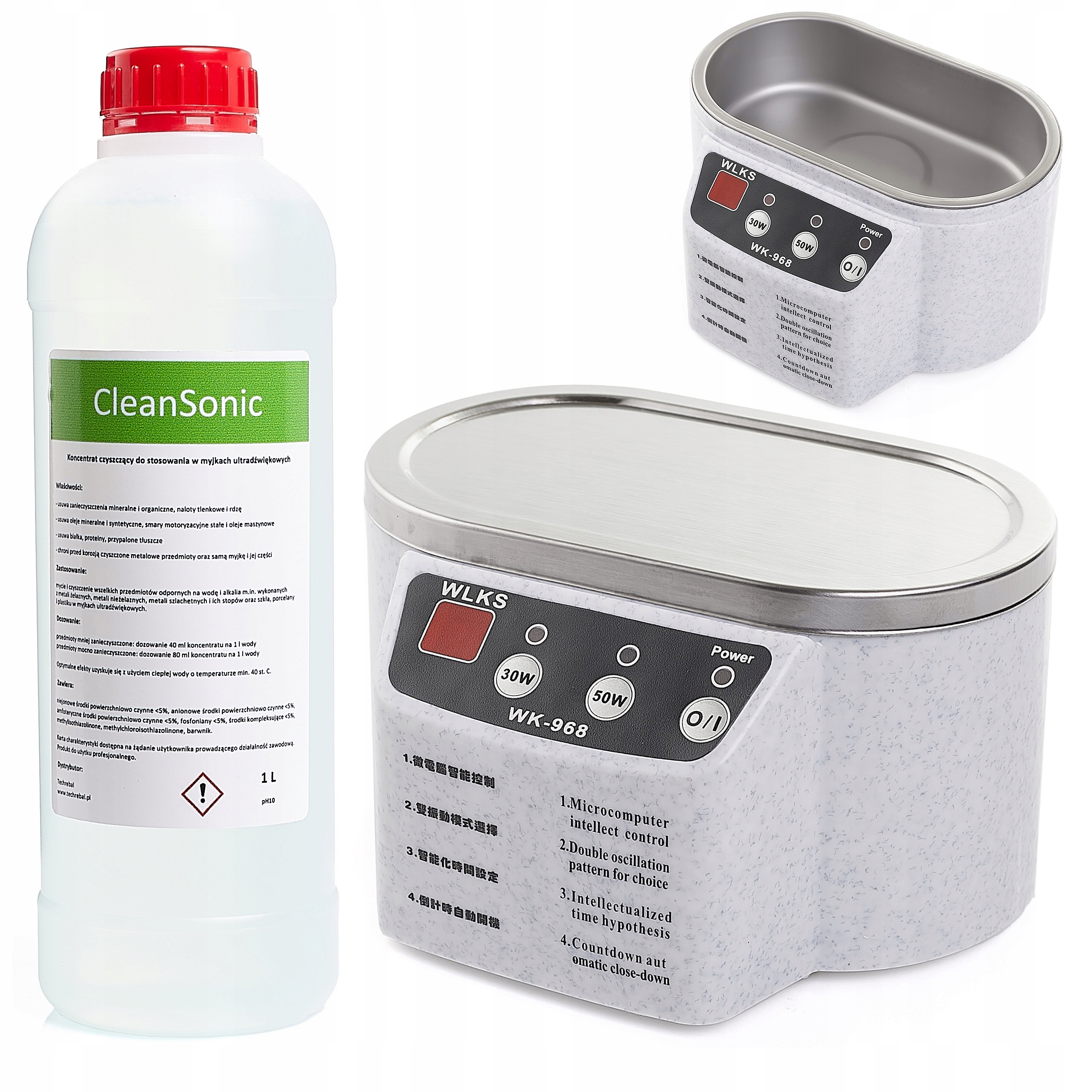 Myjka Wanna Ultradźwiękowa 500ML Płyn Clean Sonic 1L Do Biżuterii Okularów